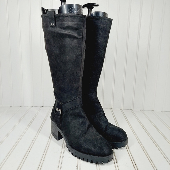 NEW Bella Vita Women's Lorielle Black Leather Buckle Tall Heeled Boots M355 - Picture 4 of 13